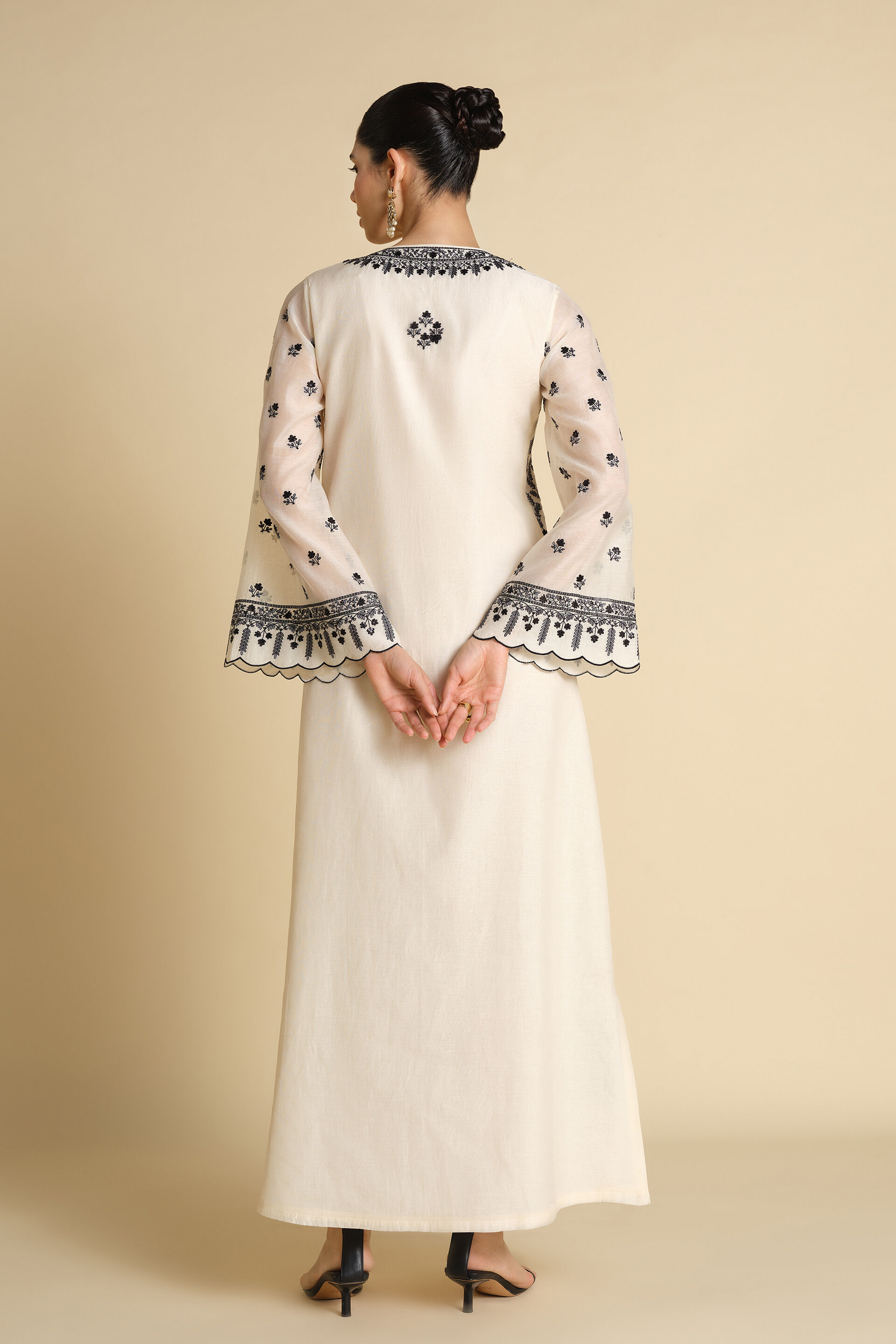 Sawsan Embroidered Mul Kaftan - White, White, image 2